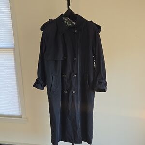 Vintage Sterling Bay Womens Black Double-Breasted Trench Coat Size: L